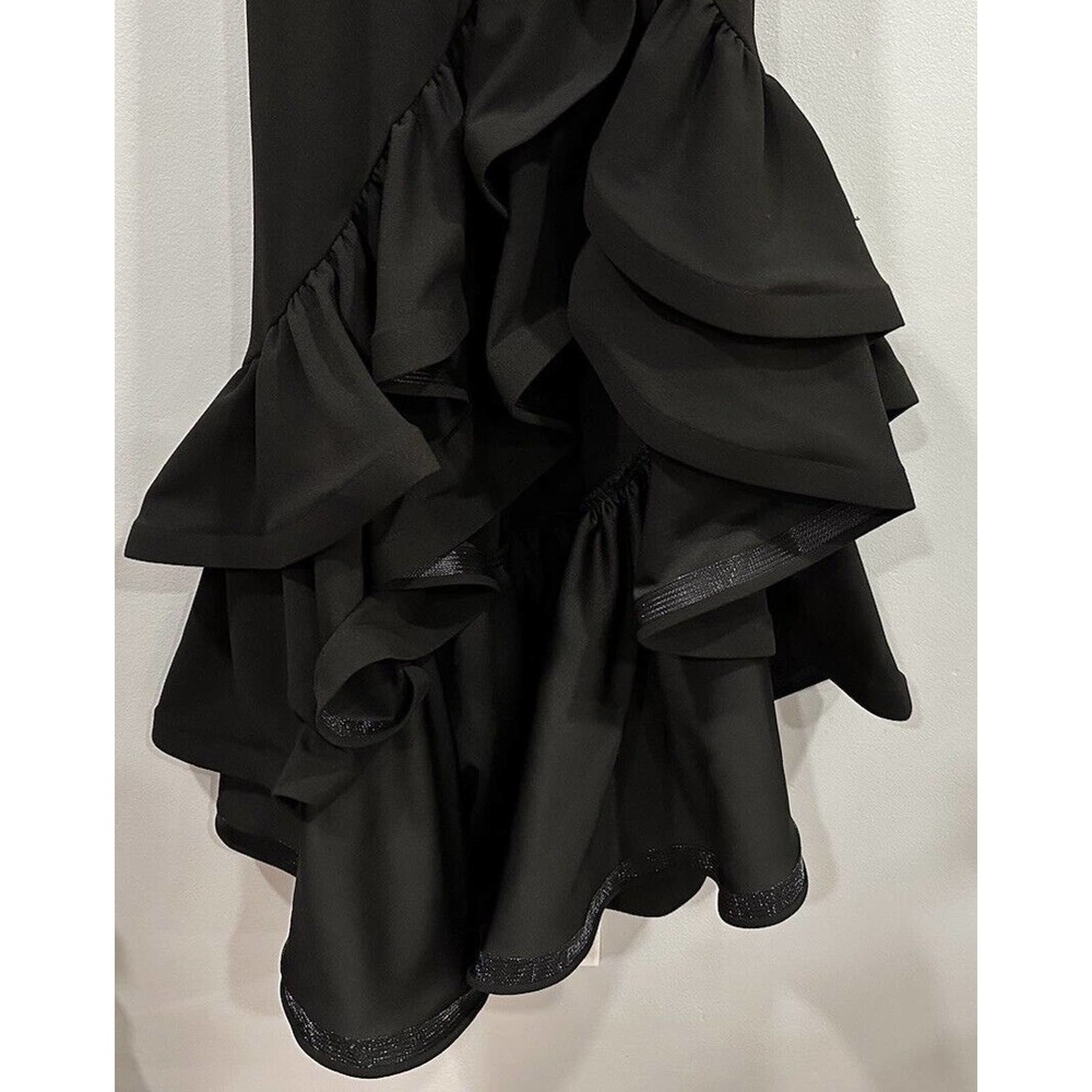 Betsy & Adam Hi Low Black Ruffle Gown 2 NWOT - Picture 3 of 8